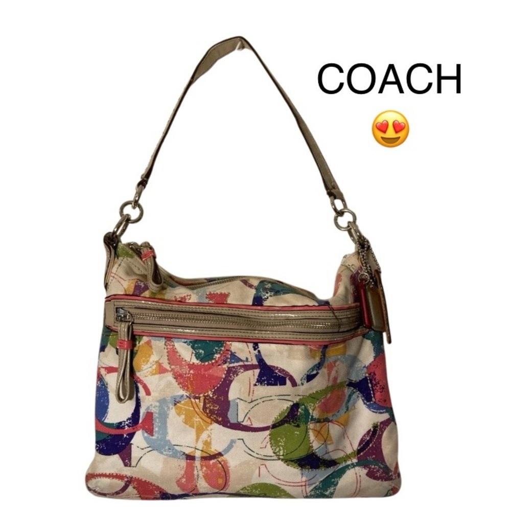 Coach signature Poppy Hippie  Multicolored Tote SHOULDERBAG satchel 23376 VNTG